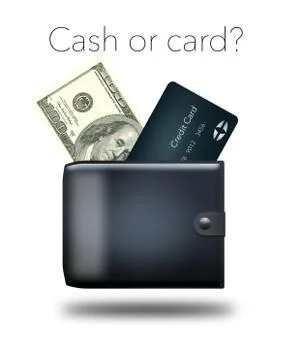 There are three options for paying that you can carry with you...cash, credit Stock Illustration