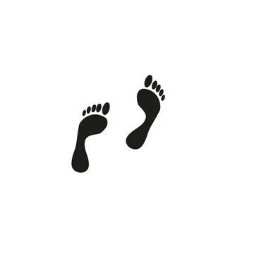 There are two footprints on a plain white surface Stock Illustration