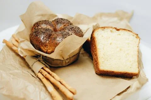 There are two loaves of bread in the picture. Stock Photos