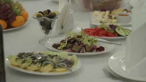There are various treats on the table Stock Footage 159896771