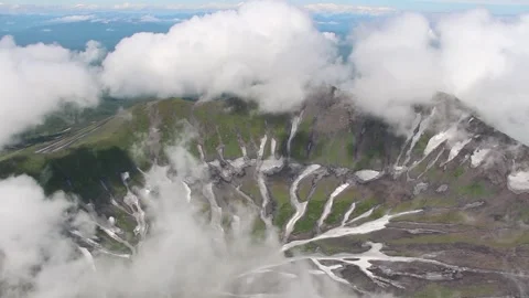 There is a beautiful view over Kamchatka by helicopter Stock Footage 156292391