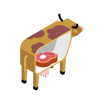 There is beef inside cow. Cow and meat. Production of food from cows. Stock Illustration