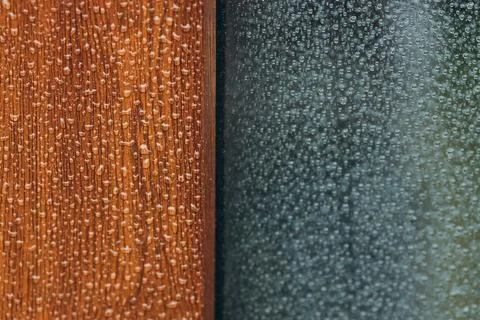 There is a closeup view on the raindrops on the backgrounds. Stock Photos