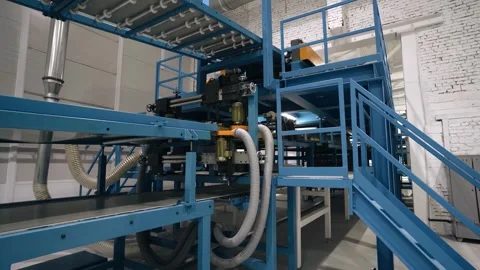 There is a conveyor line for the production of building materials Stock Footage 330944080