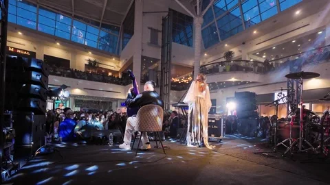 There is a crowd of young fans in front of the stage. 스톡 동영상 329140667