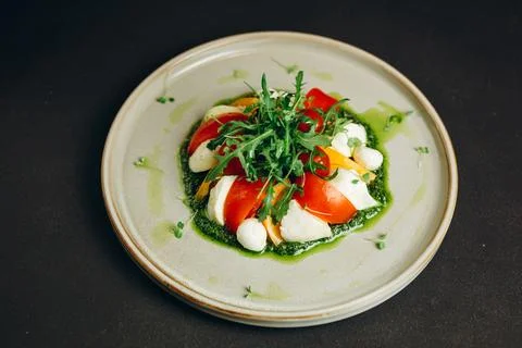 There is a dish on the plate. Stock Photos
