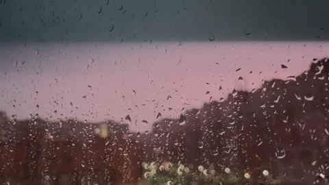 There is a heavy downpour and lightning and thunder in the city Stock Footage 245560124