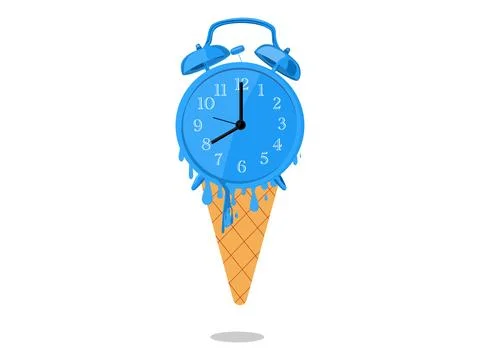 There is little time left in life. The clock melts like ice cream. vector Stock Illustration