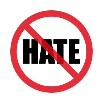 There is no hatred. Stop hatred and protest. Isolated on white background. Fl Stock Illustration