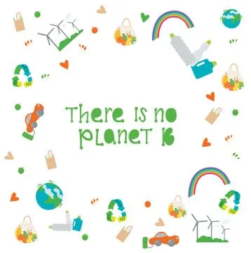 There is no planet b - hand written sign with eco vector stock illustrations Stock Illustration