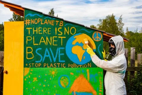 There is no planet B. Save the planet earth. Stop plastic pollution Stock Photos