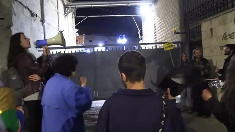 "There is no such thing as democracy with occupation" chant Video stock 237083593