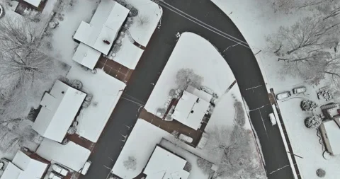 There is nothing more dramatic than an aerial picture of a snowy American small Stock Footage 225468443