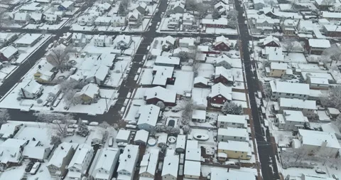 There is nothing more dramatic than an aerial picture of a snowy American small Stock Footage 226785431