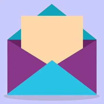 There is a piece of paper in the envelope. Stock Illustration