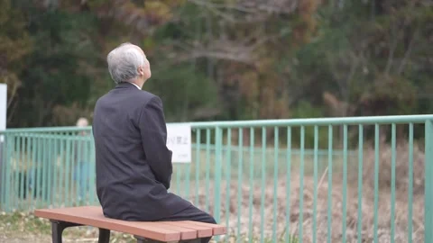 There is plenty of greenery in the spring noon park in Japan. A Japanese man Stock Footage 307379803
