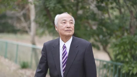 There is plenty of greenery in the spring noon park in Japan. Japanese men from Video stock 307379949