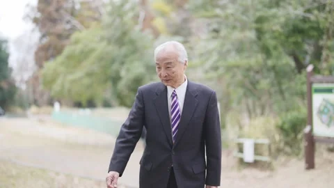 There is plenty of greenery in the spring noon park in Japan. Japanese men from Stock Footage 307380189