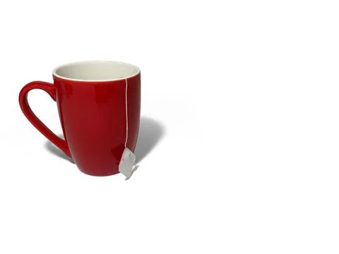 There is a red cup on a white background. Stock Photos