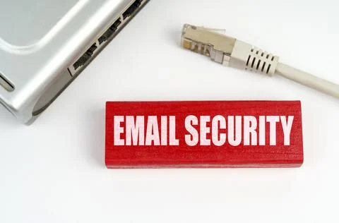 There is a router on the table, disconnected from the network, next to a plaq 写真素材