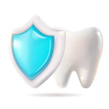 There is a tooth surrounded by a blue shield around it. The tooth is protec.. Stock Illustration