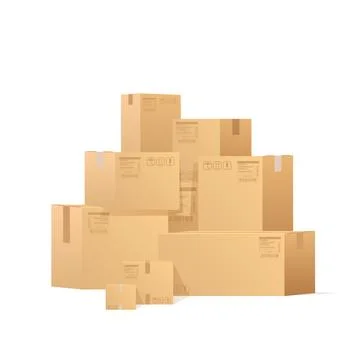 There was a mound of boxes. Moving and delivery as a concept. Illustration .. 스톡 일러스트