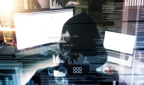 Theres always code running in the background. Rearview shot of an unrecognizable Stock Photos