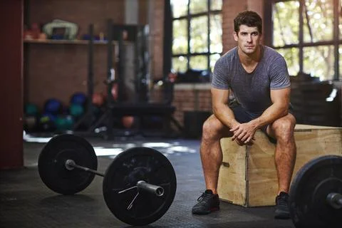 Theres no excuse for missing a workout. Portrait of a young man taking a break Stock Photos