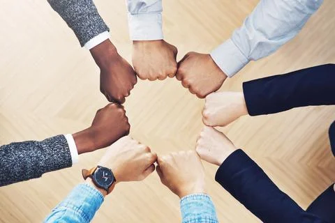 Theres power in unity. High angle shot of a group of unidentifiable Stock Photos
