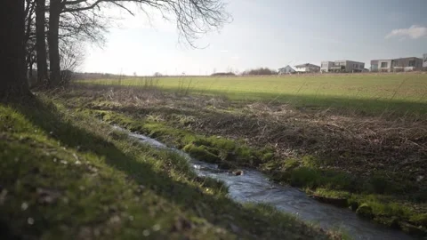 There's a stream running through the park. High quality 4k footage Stock Footage 266832801