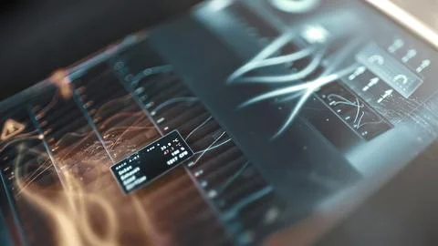 Thermal analytics screen with layered airflow traces Stock Photos
