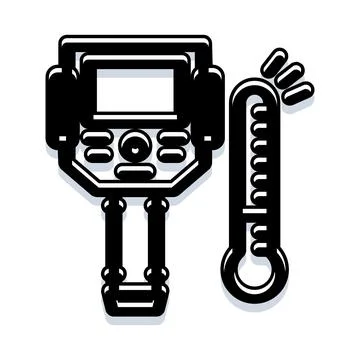 Thermal camera and thermometer measuring temperature icon Stock Illustration