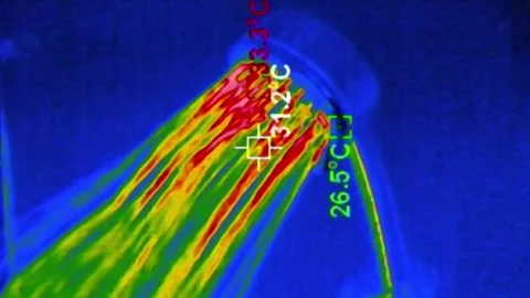 Thermal Camera Captures Hot Water Spraying from a Shower Head Stock Footage 314765135