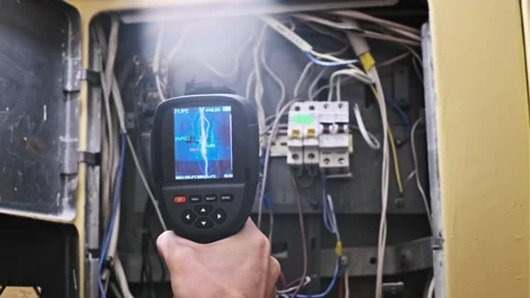 Thermal Camera Inspects Electrical Panel Stock Footage 274528296