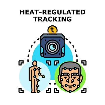Thermal camera tracking human body and face motion 스톡 일러스트