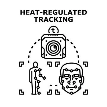 Thermal camera tracking human body and face motion Stock Illustration