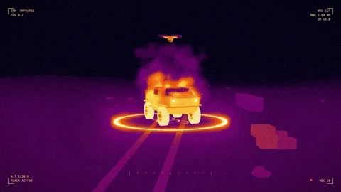 Thermal camera view of ammunition cooking off Vídeos de archivo 342391036