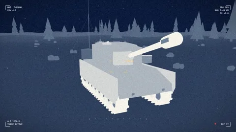Thermal camera view self propelled howitzer Stock Footage 342216356