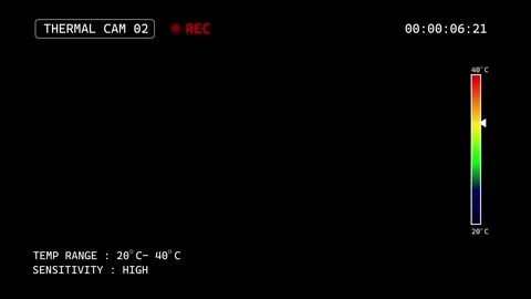 Thermal CCTV Surveillance CAM 2 Recording Interface with Temperature Scale Stock Footage 345029028