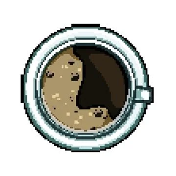 Thermal coffee cup top pixel art vector illustration 스톡 일러스트