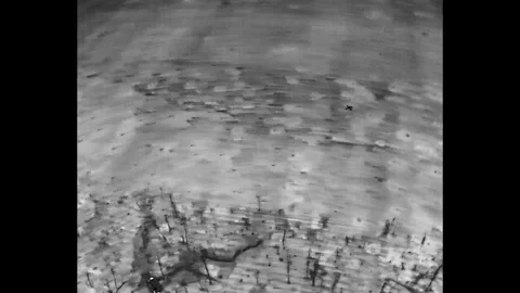 Thermal Drone View: Reconnaissance of Trenches and Fortifications Stockbeeldmateriaal 332356434