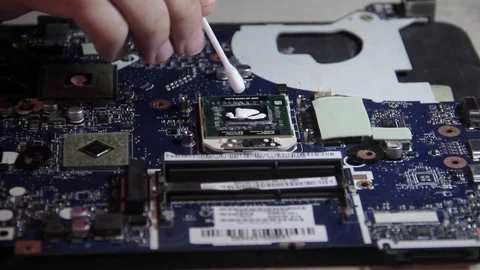 Thermal grease on the processor of the computer Video stock 71507629
