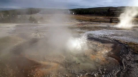 Thermal Hot Pools in Yellowstone Stock Footage 89412098