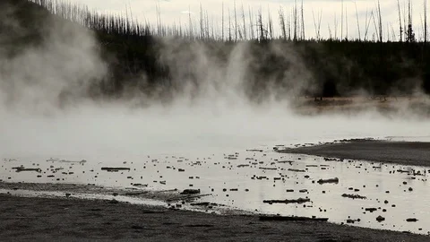 Thermal Hot Pools in Yellowstone Stock Footage 89412157