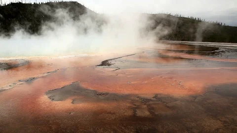 Thermal Hot Pools in Yellowstone Stock Footage 89412196