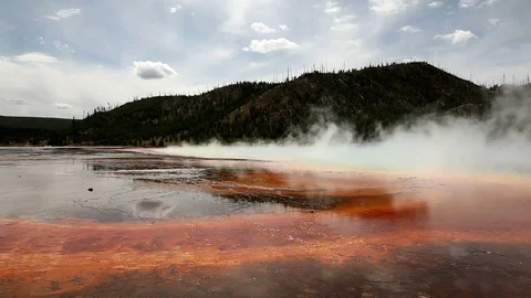 Thermal Hot Pools in Yellowstone Stock Footage 89412233
