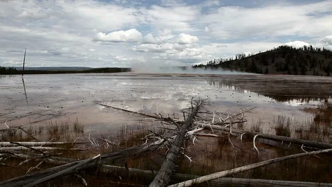Thermal Hot Pools in Yellowstone Stock Footage 89412261