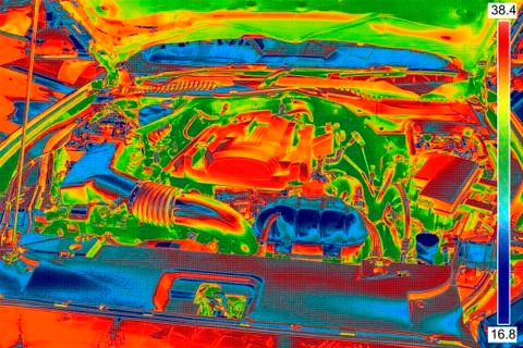 Thermal Image of Car Engine Stock Photos