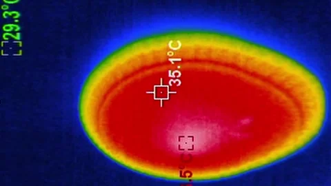 Thermal Image of a Modern LED Ceiling Lamp Emitting Heat Video stock 314547676