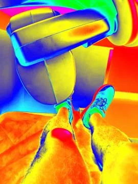 Thermal image of Physical therapy using a laser to treat an injured knee Stock Photos
